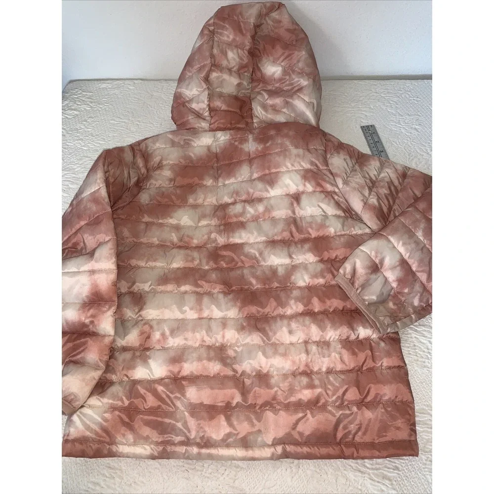 Gap Cold Control‎ Puffer Jacket Girls Size L (10) Pink Tie dye Full zip NWOT
